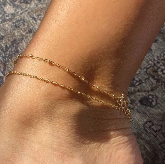 Bead Station Anklet | Gold and Sterling Silver Anklet